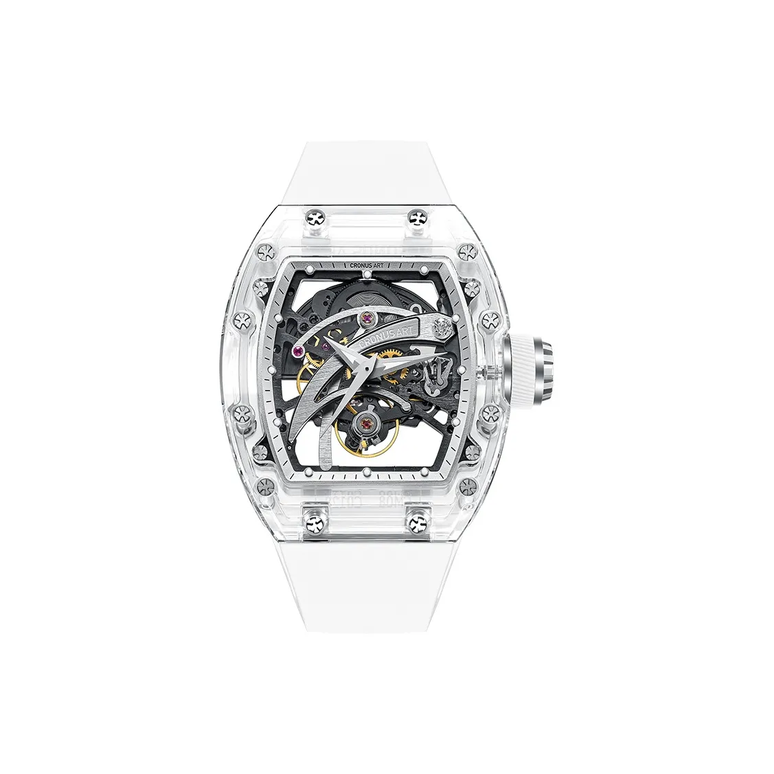 CRONUSART Cross Blade Automatic Mechanical Movement Eco Friendly Fluoroelastomer Strap Watch Men's Watches Cut Out Dial