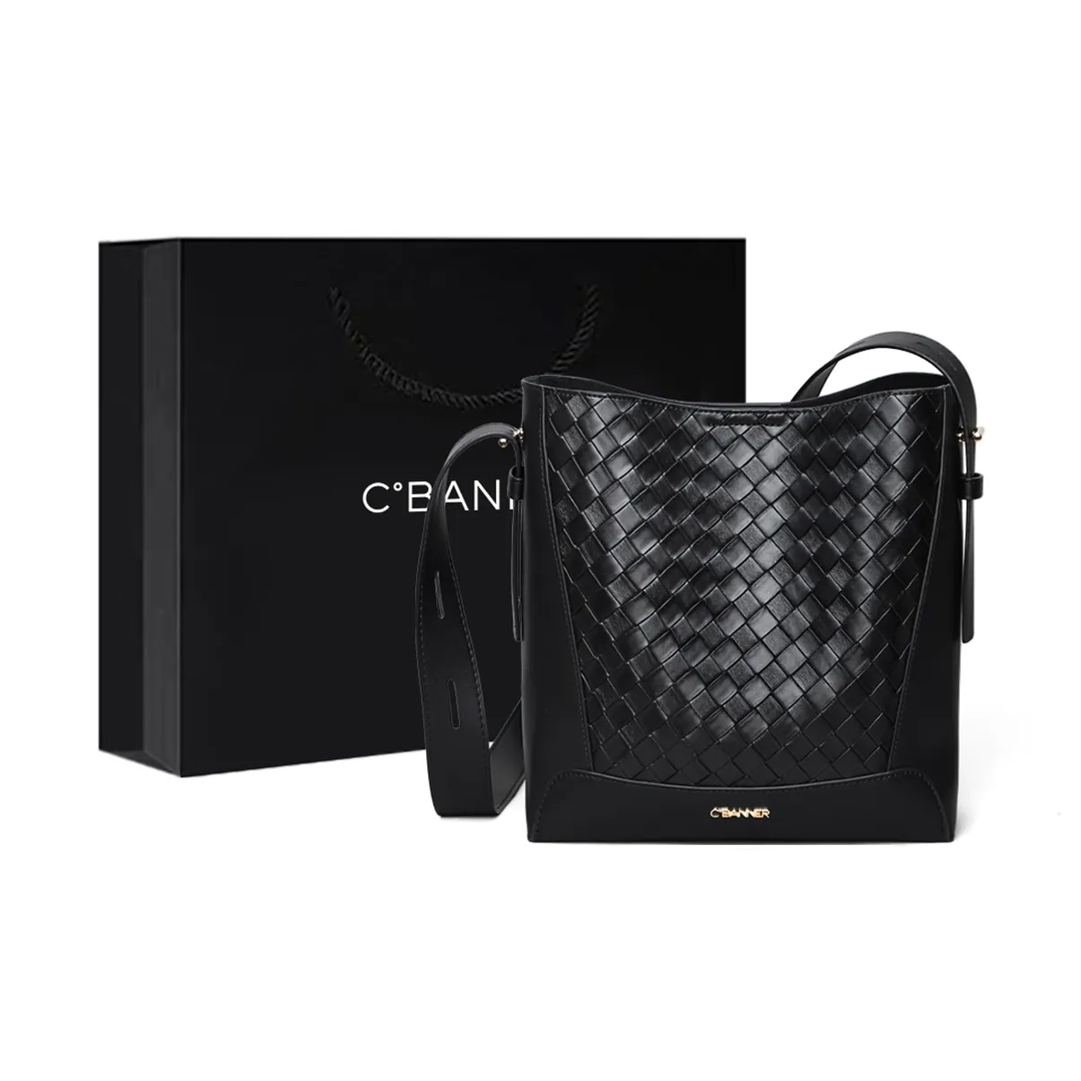 C°BANNER Спилок коровьей кожи с синтетической кожей сумка-тоут подмышечная сумка на плечо стандартная женская черная