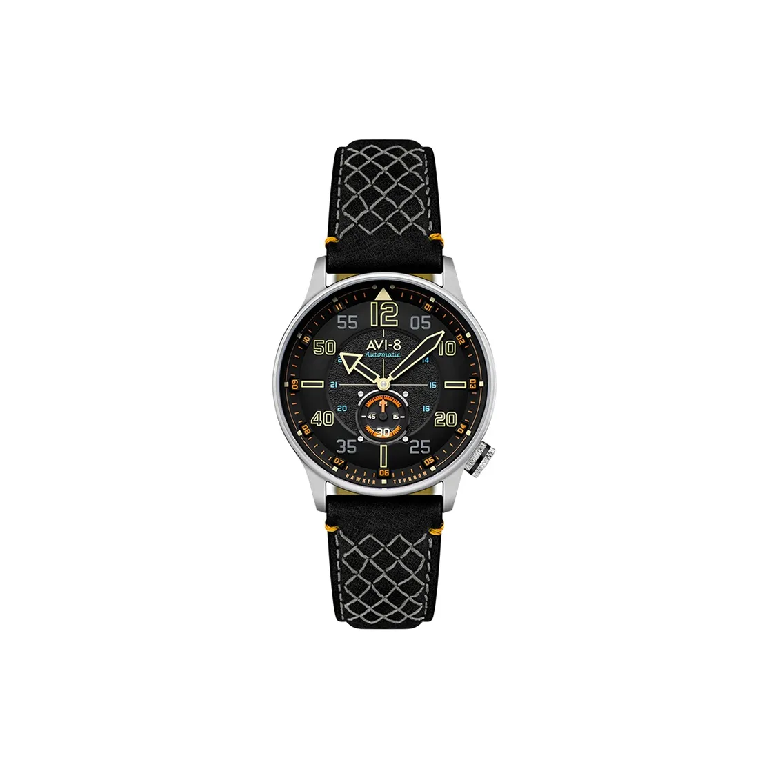 AVI 8 Мужские наручные часы Автоматический механический механизм Черный циферблат