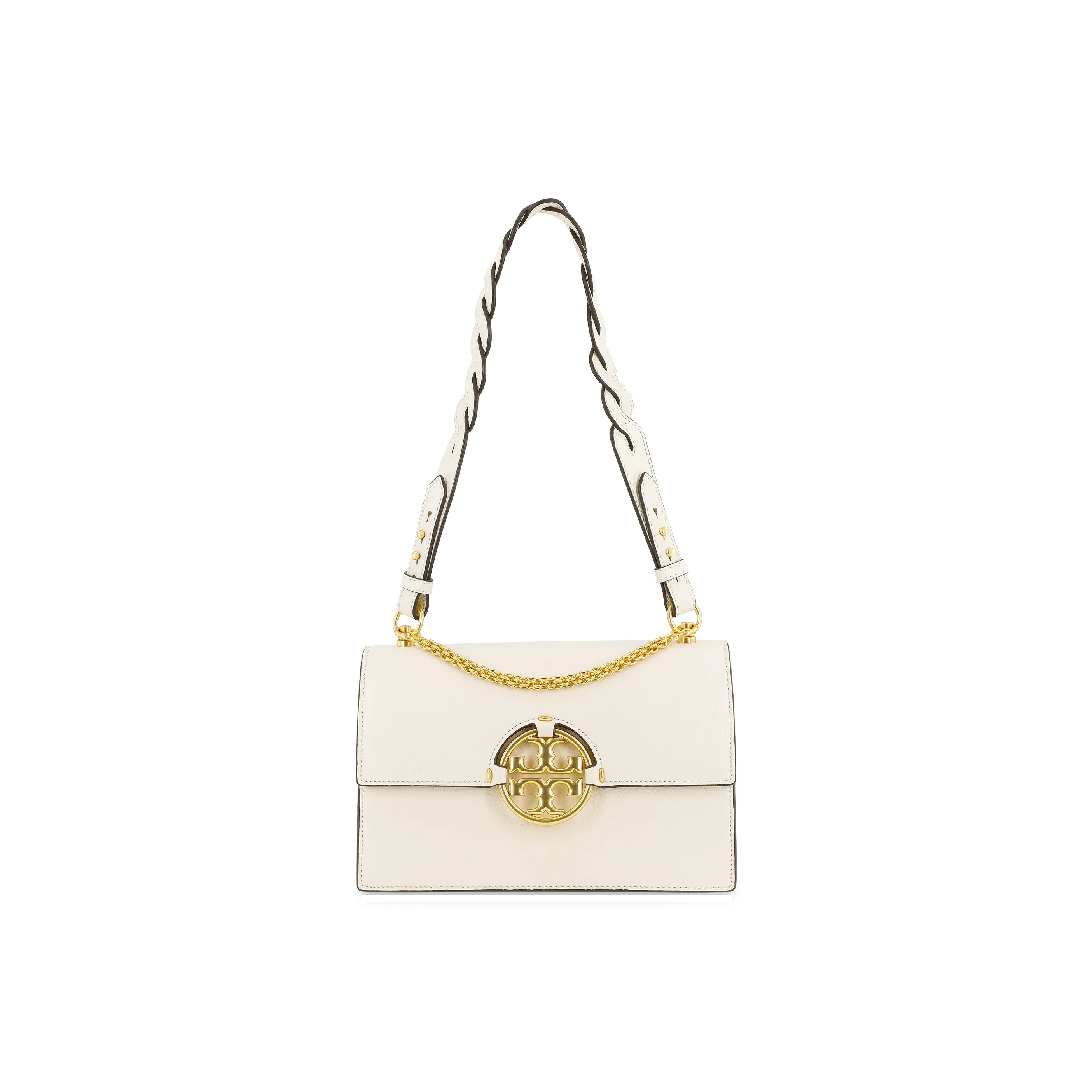 TORY BURCH Miller Leather Shoulder Bag Crossbody Bag Small Size Women's White