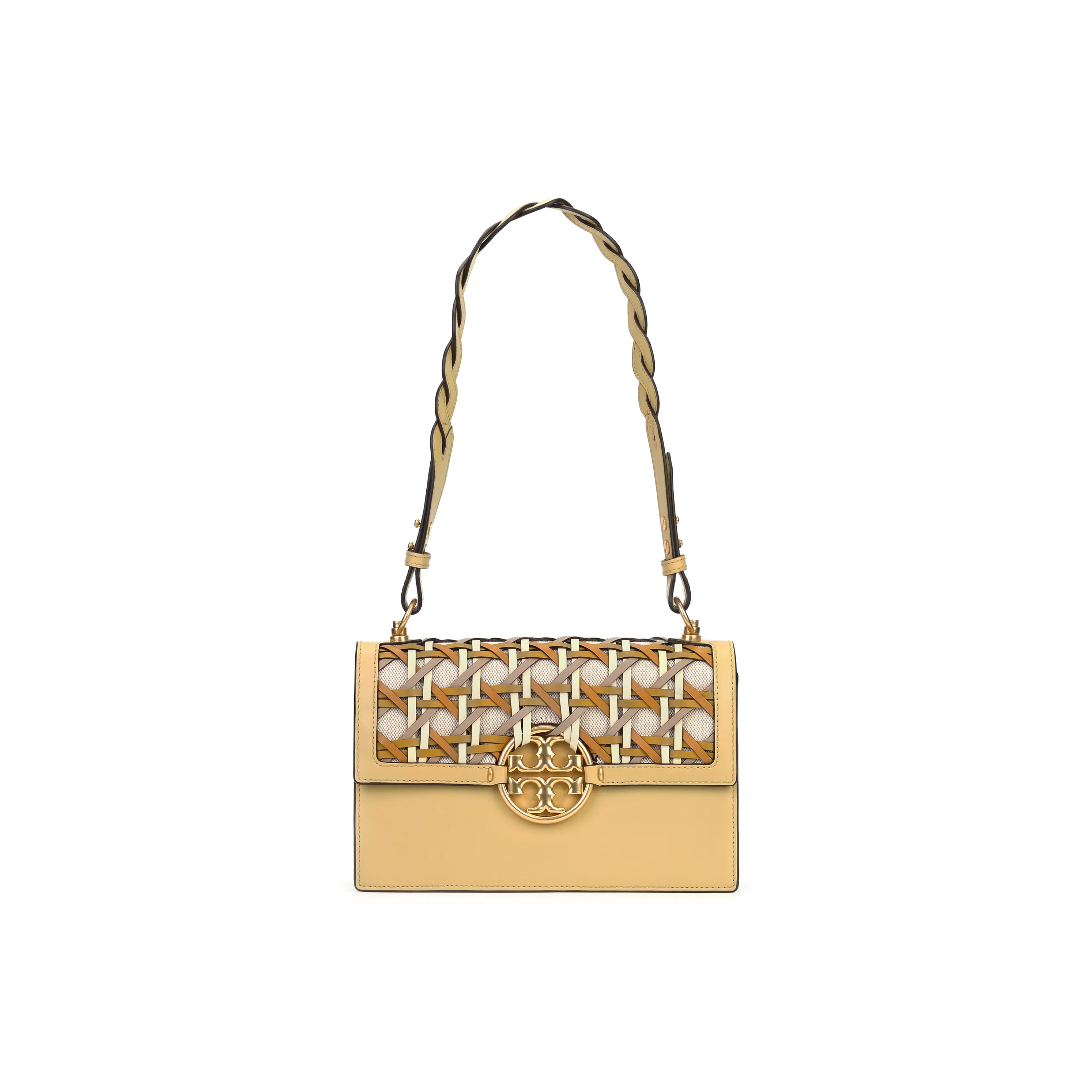 TORY BURCH Miller Cow Leather Trunk Bag Shoulder Bag Small Size Women's Yellow
