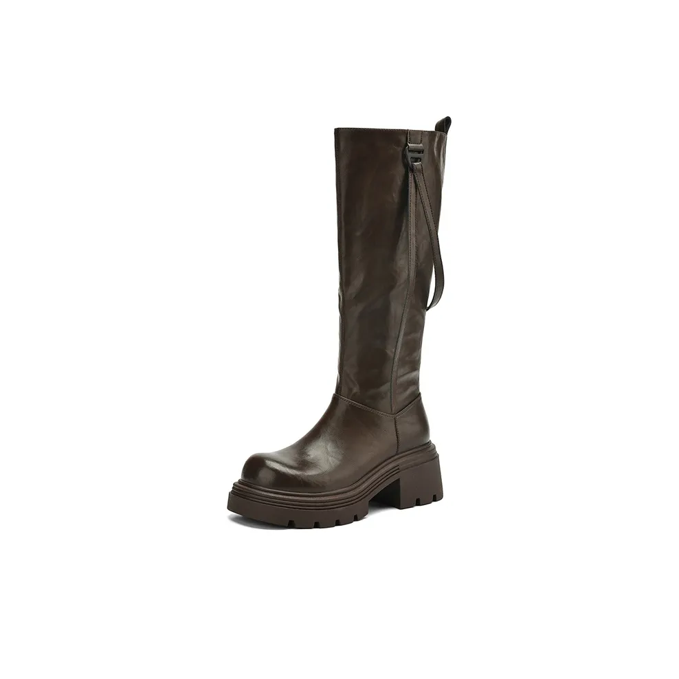 JOSINY Винтаж Trendy Versatile Knight Boots стиль Maillard высота каблука 6,5 см женские коричневый