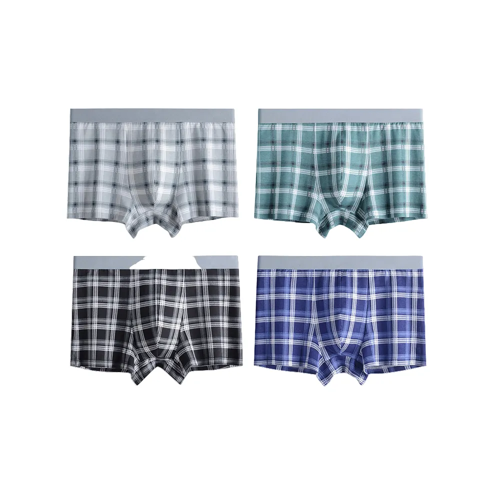 Tingqu Мужское нижнее белье 4 штуки клетка