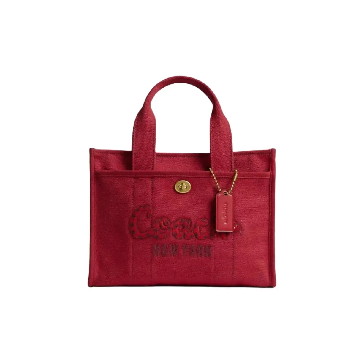 COACH Cargo Ткань Тоут Сумка Сумка для покупок Сумка на плечо Сумка среднего размера Женская RUBY RED