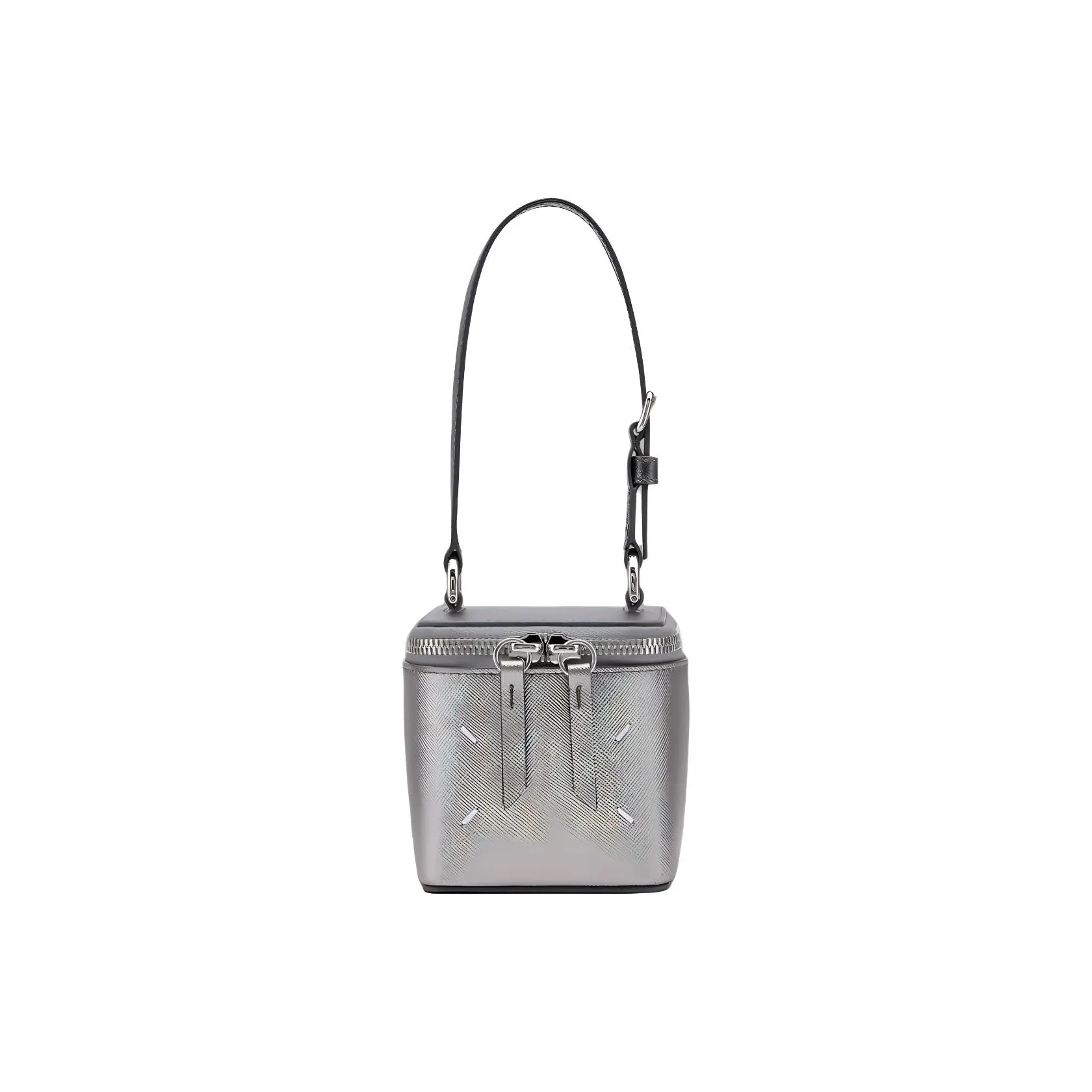 Maison Margiela Calfskin Handbag, Shoulder Bag Regular Women's Metallic Gray