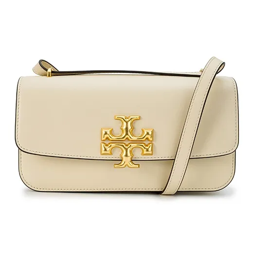 TORY BURCH Eleanor Leather Small Square Bag, Shoulder Bag, Crossbody Bag Trumpets Women's Cream White