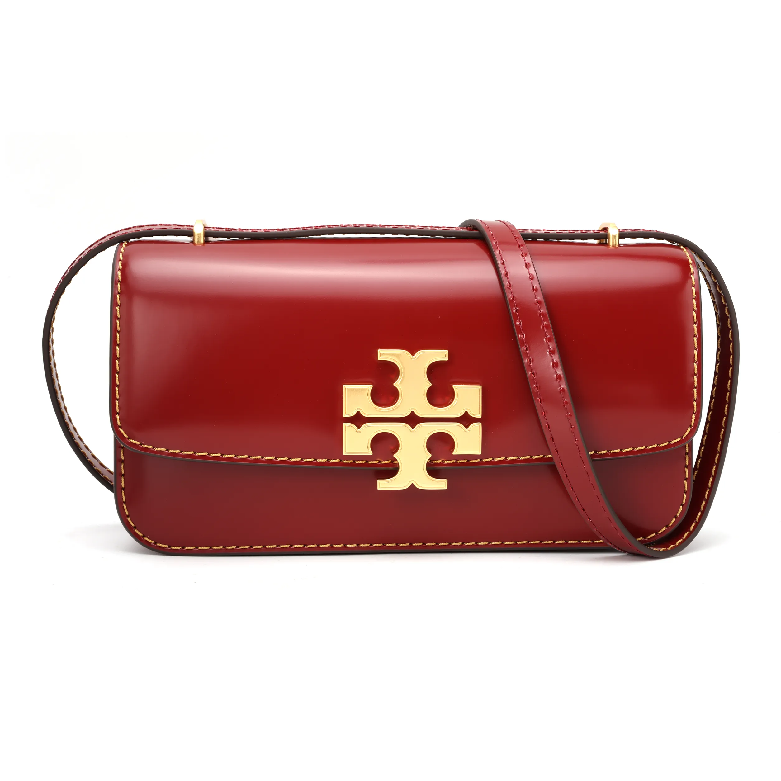 TORY BURCH Eleanor Cow Leather Envelope Bag Shoulder Bags Small Size Women's Brick Red