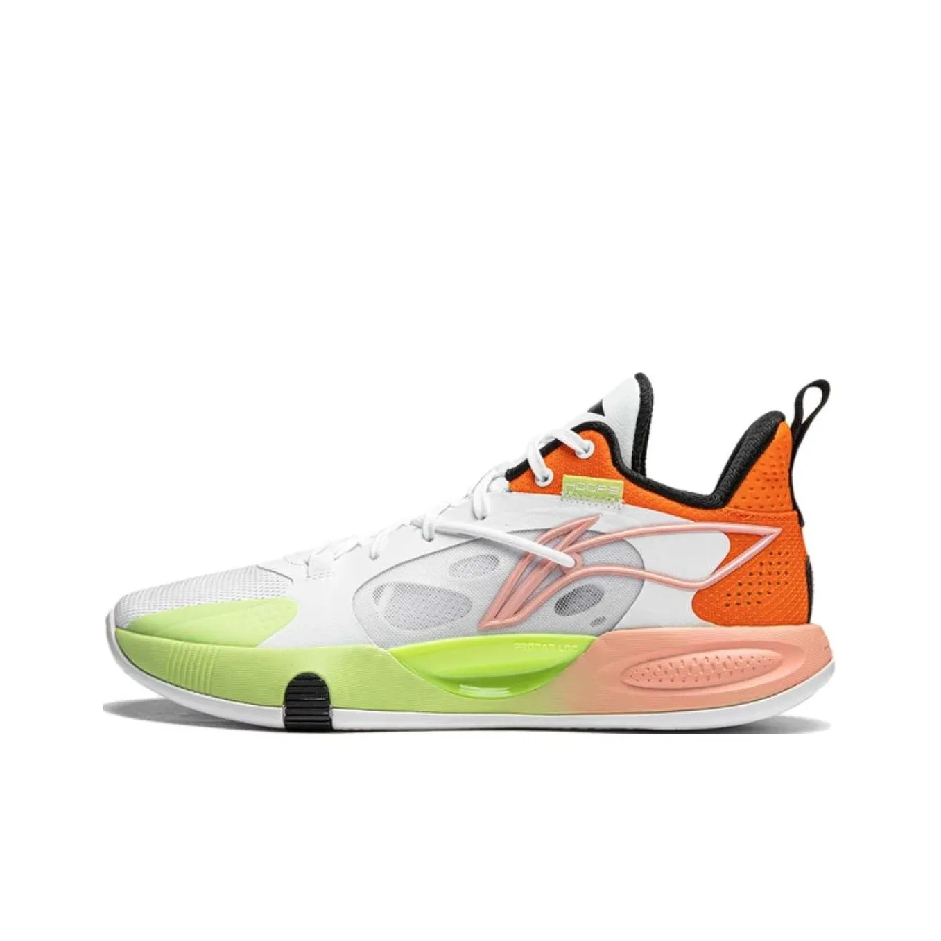 LiNing Cushioning Anti Slip And Wear Resistant Low Top Basketball Shoes Men's White Orange Green