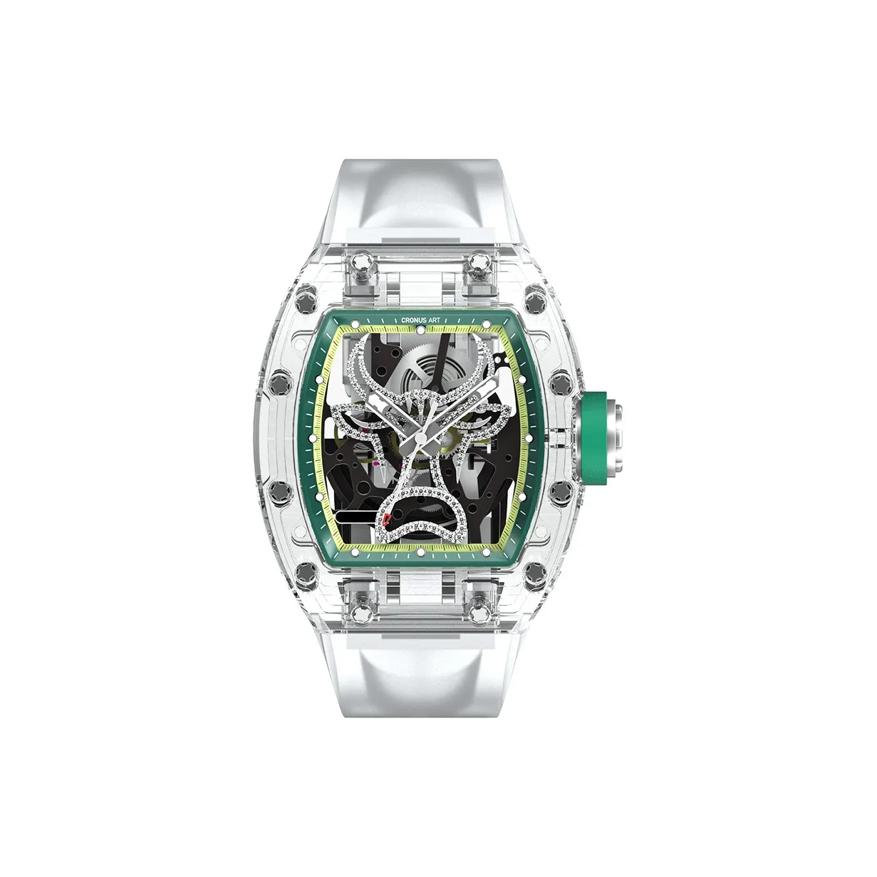 CRONUSART Cross Bullfighting Automatic Mechanical Movement Silicone Strap Watch Men's Watches Skeleton Dial