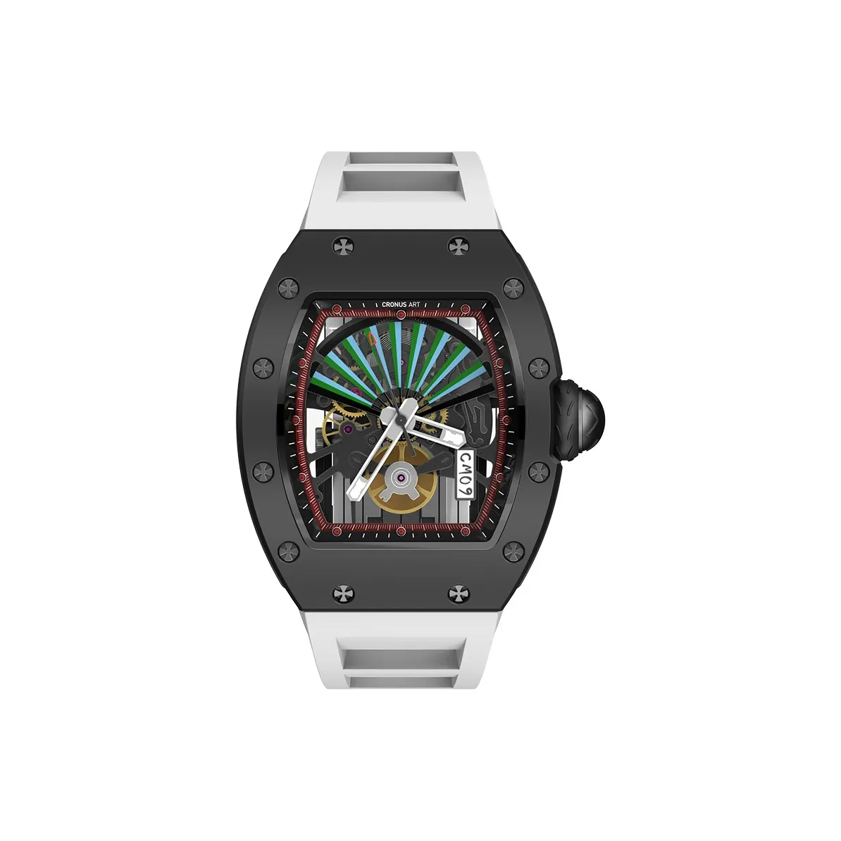 CRONUSART Крест складной автоматический механический механизм экологически чистый фторкаучуковый ремень часы унисекс с циферблатом в стиле "скелет"
