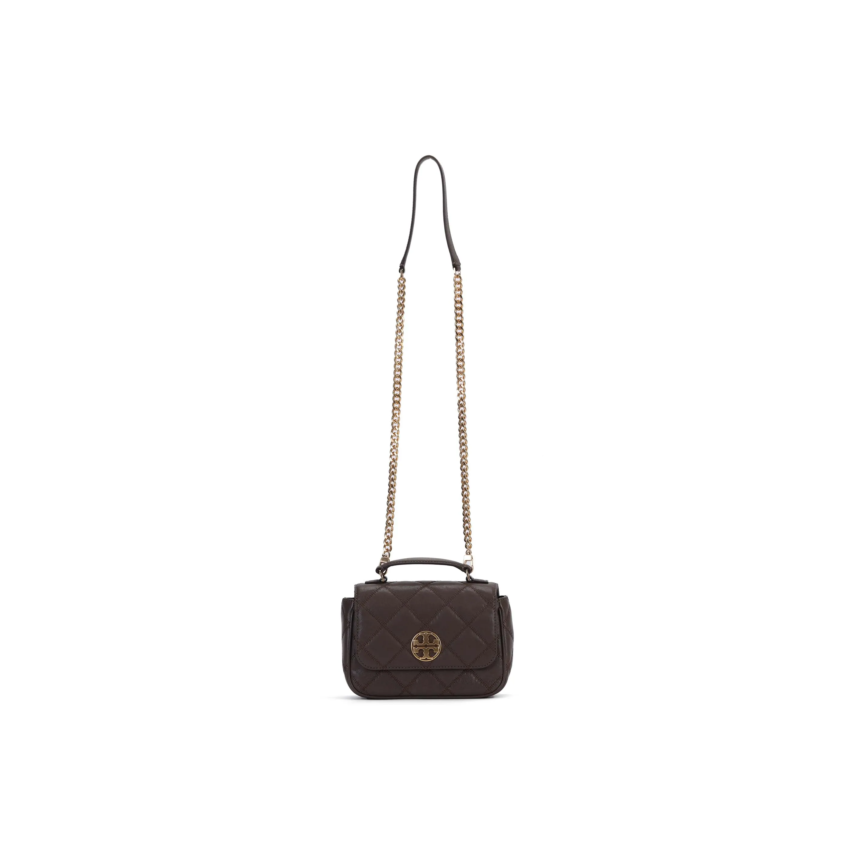 TORY BURCH Leather Chain Messenger Bag Shoulder Bag Crossbody Bag Handbag Women's Gray