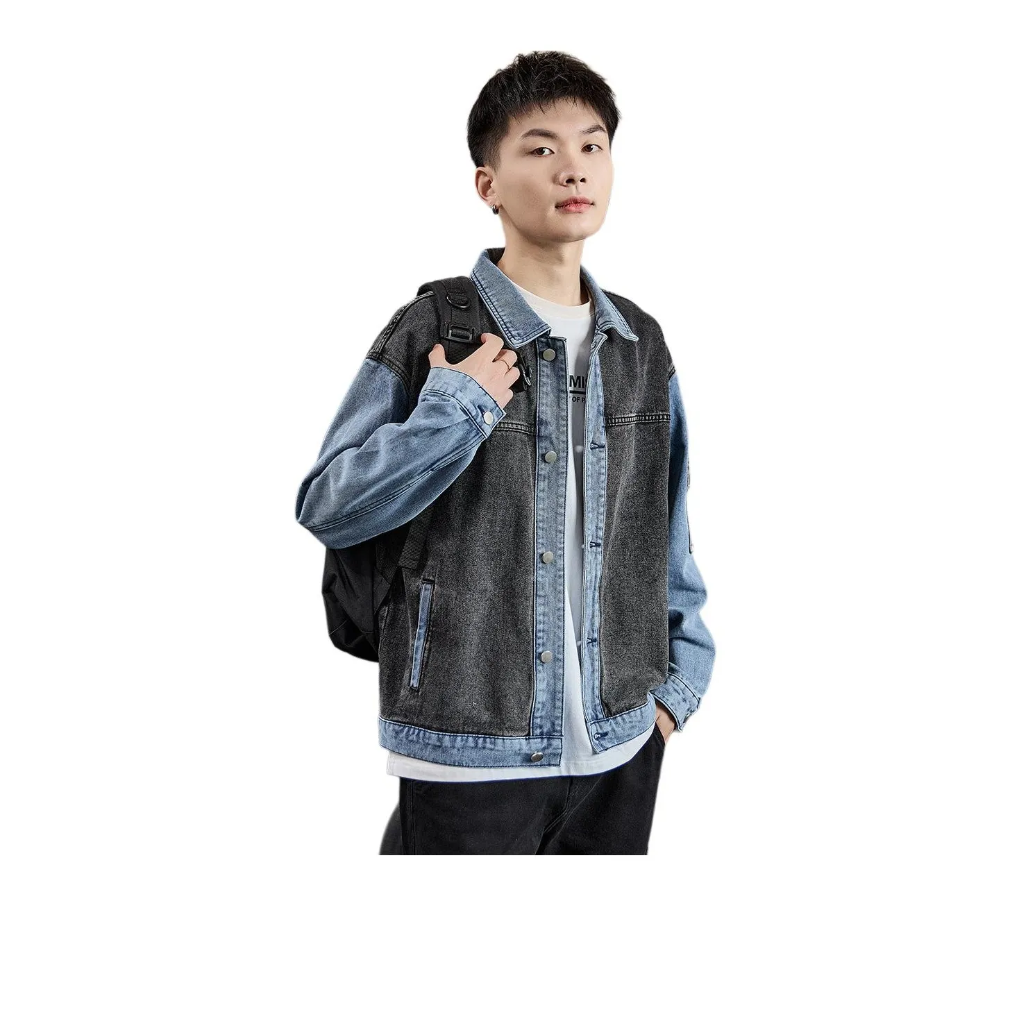 Tonlion Denim Jacket Men's Charcoal Black