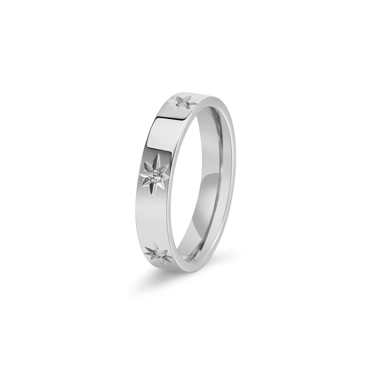 SKSW Кольца из титановой стали с цирконием унисекс