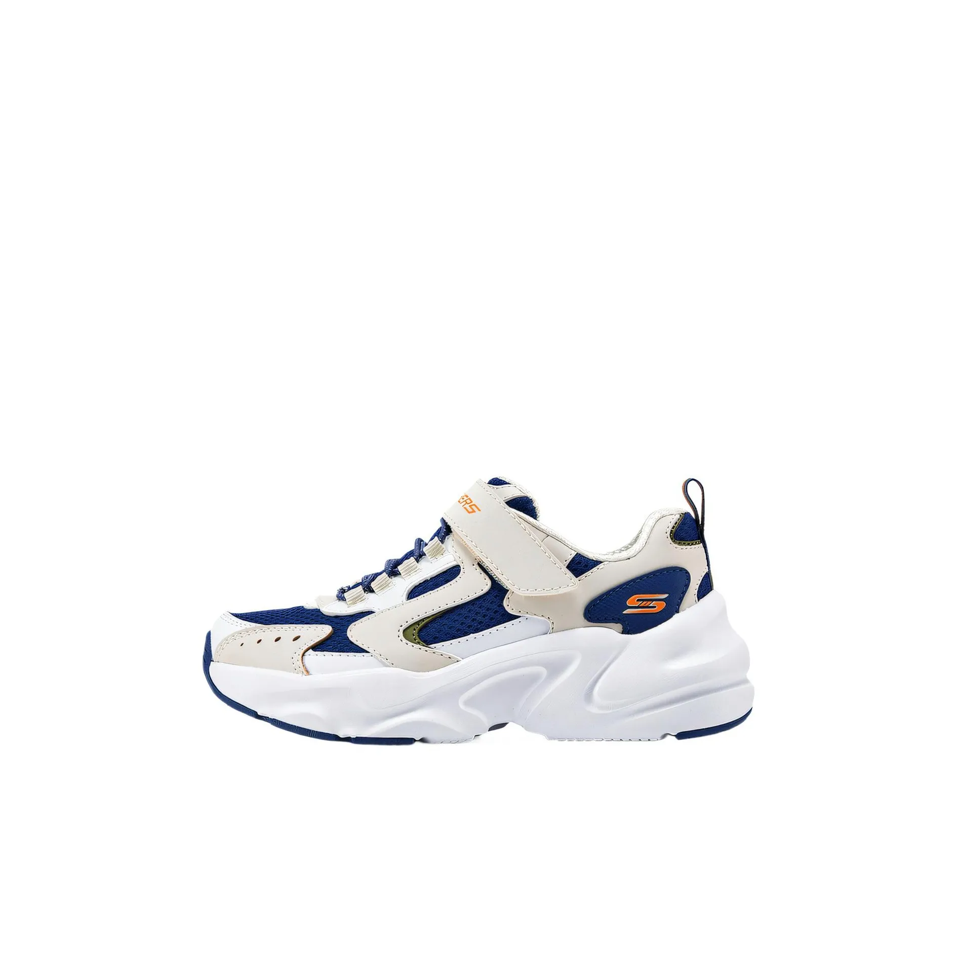 Skechers Kids Slip-Resistant Shock Absorbers Low Top Kids Lifestyle Shoes White Marine Blue Baby Скеки Кидс Противоскользящие Амортизаторы Низкие Топы Детские Лайфстайл Обувь Белый Морской Синий Малыш