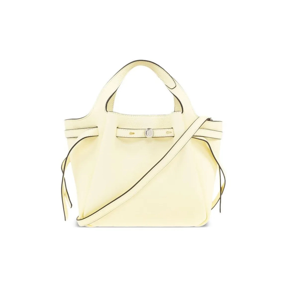 TORY BURCH Calfskin Tote Bag, Shopping Bag, Handbag Women's Lemon Light Yellow