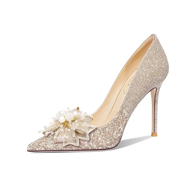 VVKI Узкий каблук Высокие каблуки Женские Шампанское золото