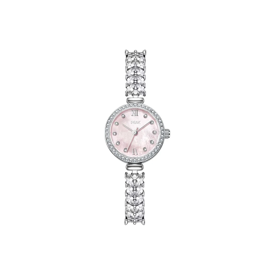 PEAK Кварцевый механизм нержавеющая сталь ремешок часы женские циферблат розовый