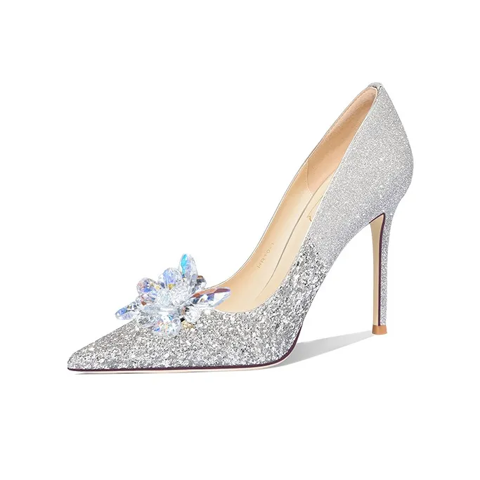 VVKI Узкий каблук Высокие каблуки 6 10 Женские Серебряный