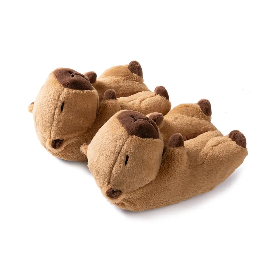 LATE TIME Capybara Cotton Slippers For Women's, Winter Closed Toe Padded Shoes, Warm Indoor Home Floor Slippers, Unisex