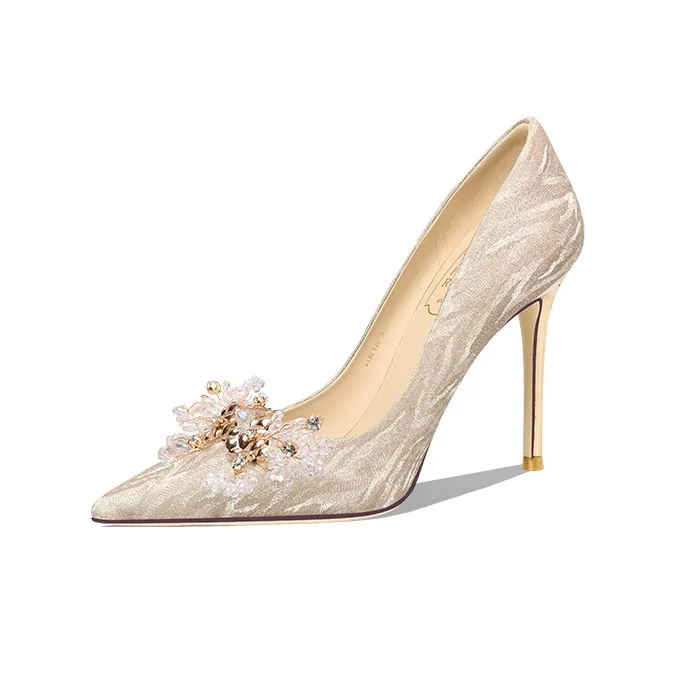 VVKI Узкий каблук Высокие каблуки Женские Шампанское золото