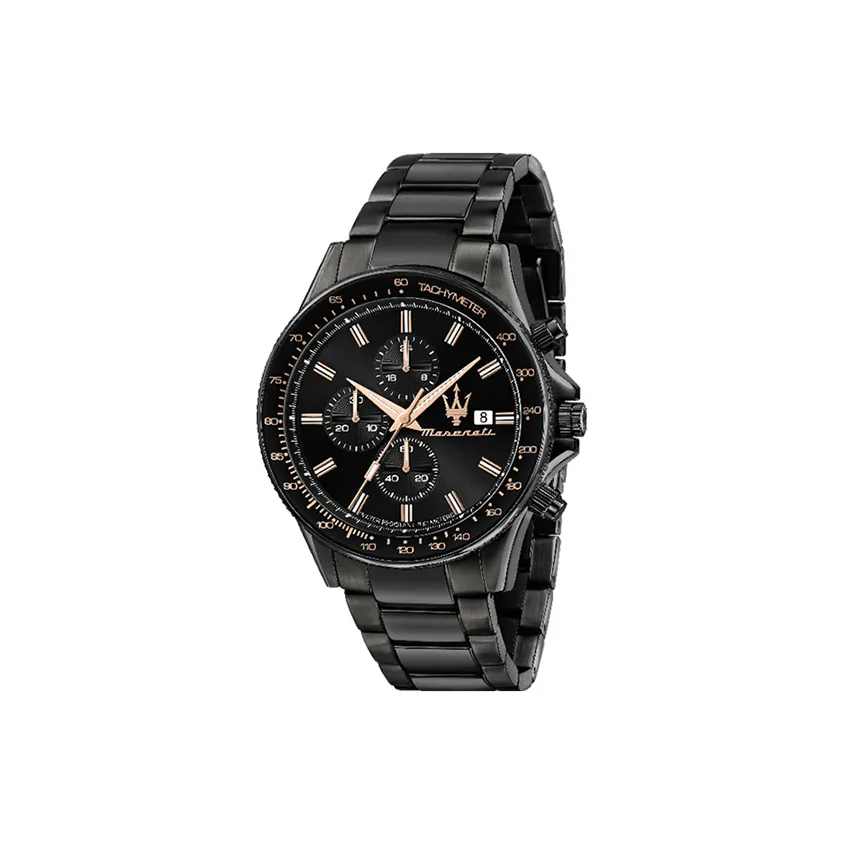 Maserati Кварцевый механизм Черный циферблат Мужские часы
