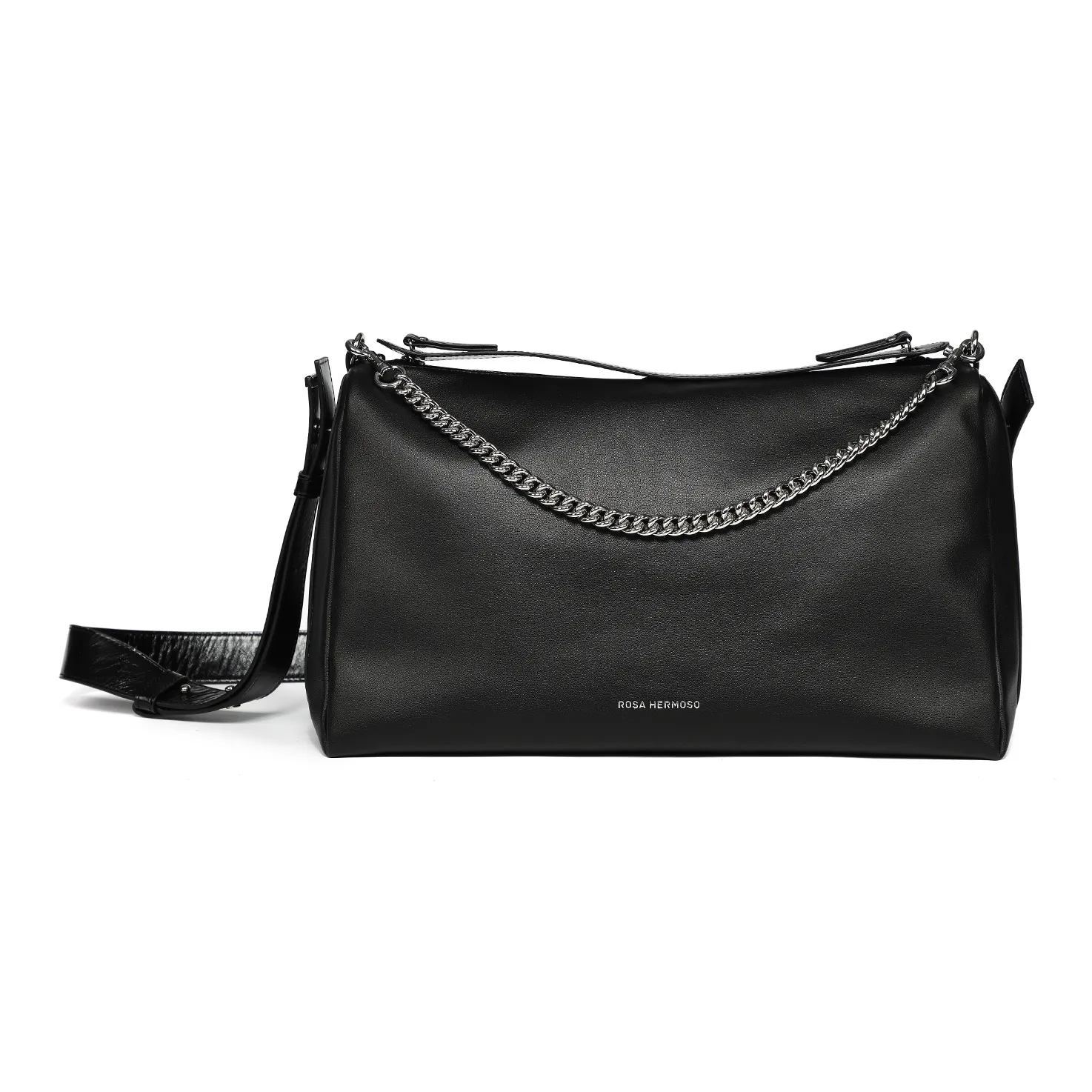 ROSA HERMOSO Сумка через плечо из натуральной коровьей кожи с восковой обработкой средний размер унисекс серый серебристый черный