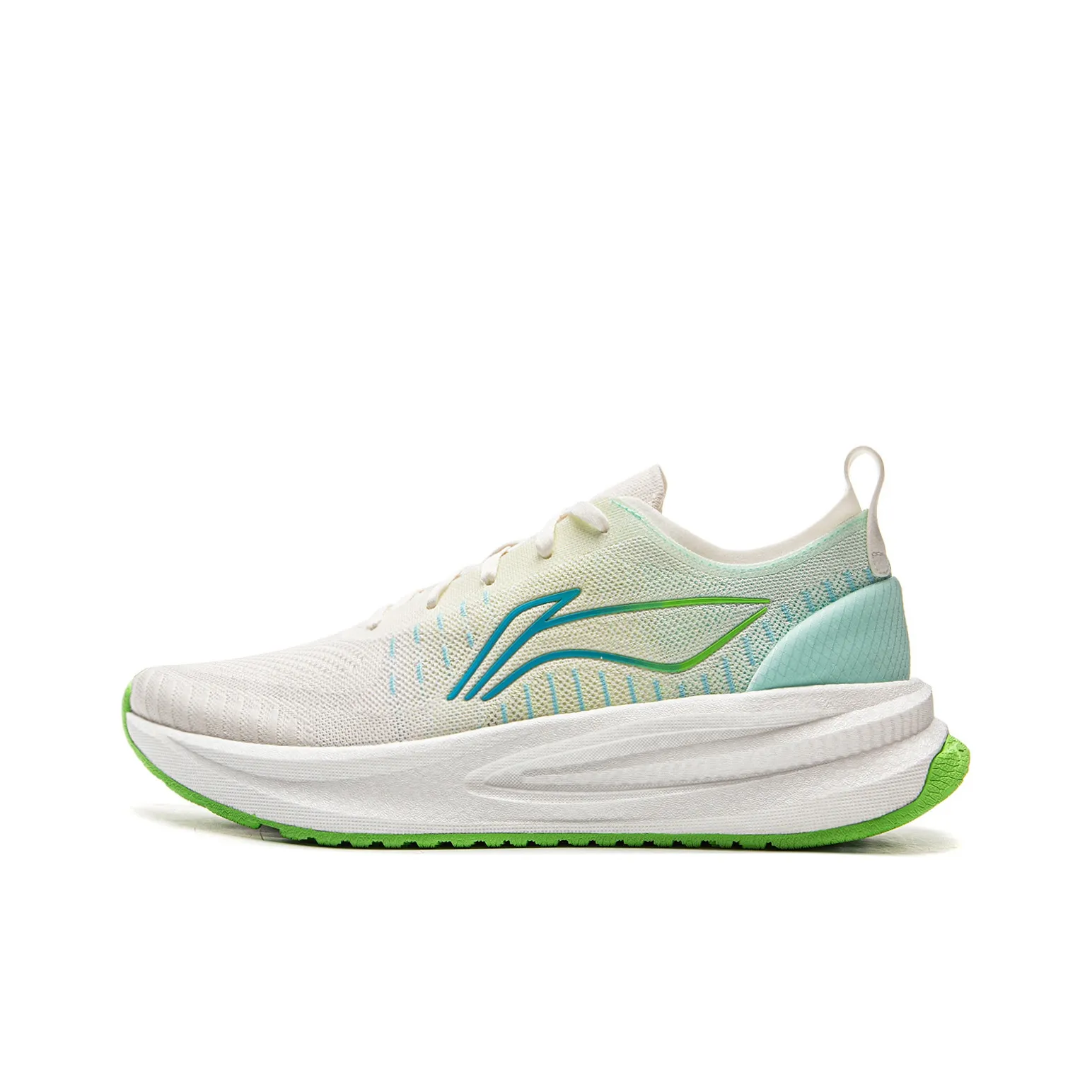 LiNing Comfortable Cushioning Anti Slip Wear Resistant Breathability Low Top Casual Running Shoes Men's White Green