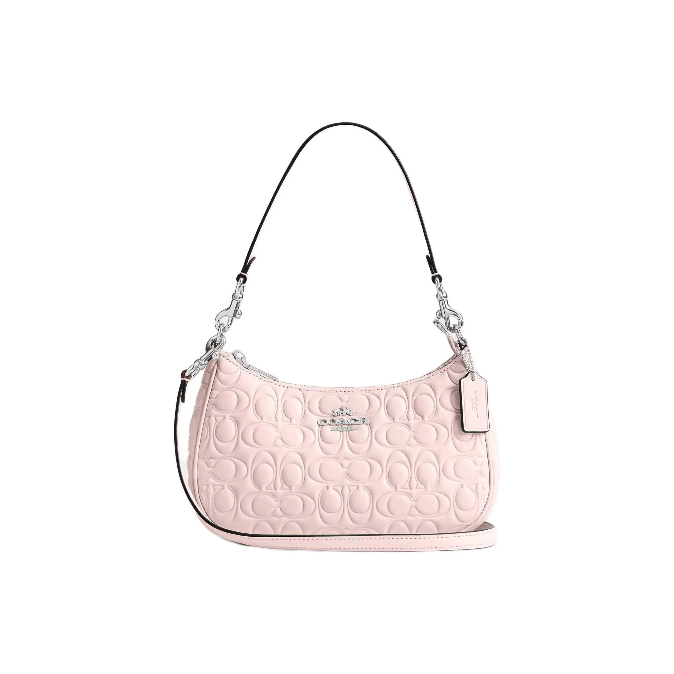 COACH Teri Leather Shoulder Bag Medium Size Women's Pink