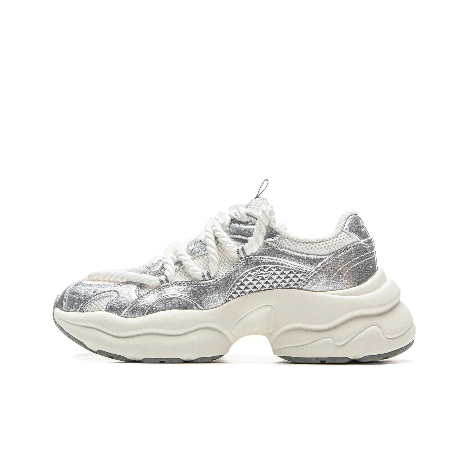 Подкладка Амортизация Противоскользящий Устойчивый к истиранию Поддержка Низкий Отскок Низкий Топ Повседневная обувь Женская Серебряная Белая