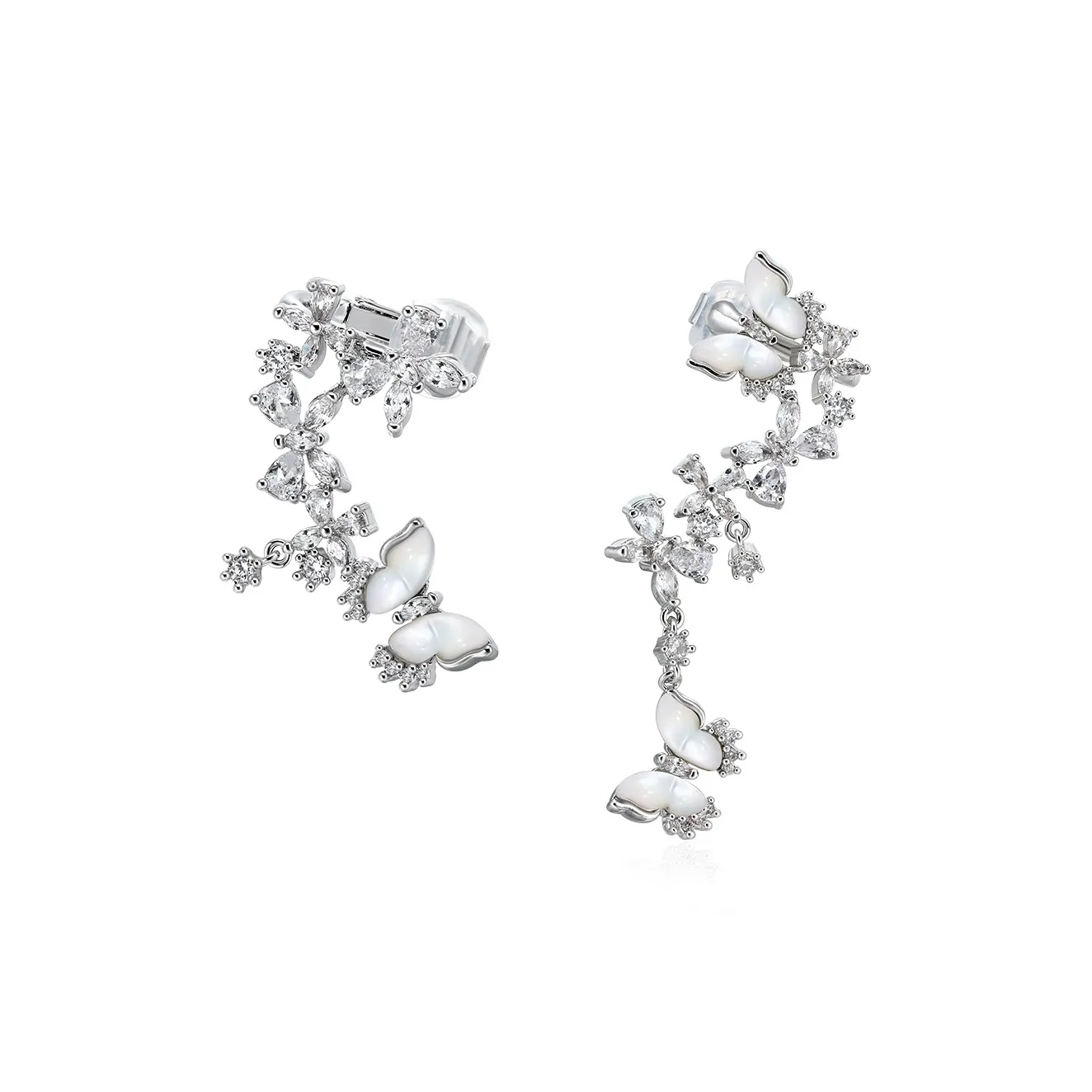 BOONEE ALUS Белое золото с покрытием медь белая оболочка синтетический кубический цирконий серебряные серьги 925 пробы женские