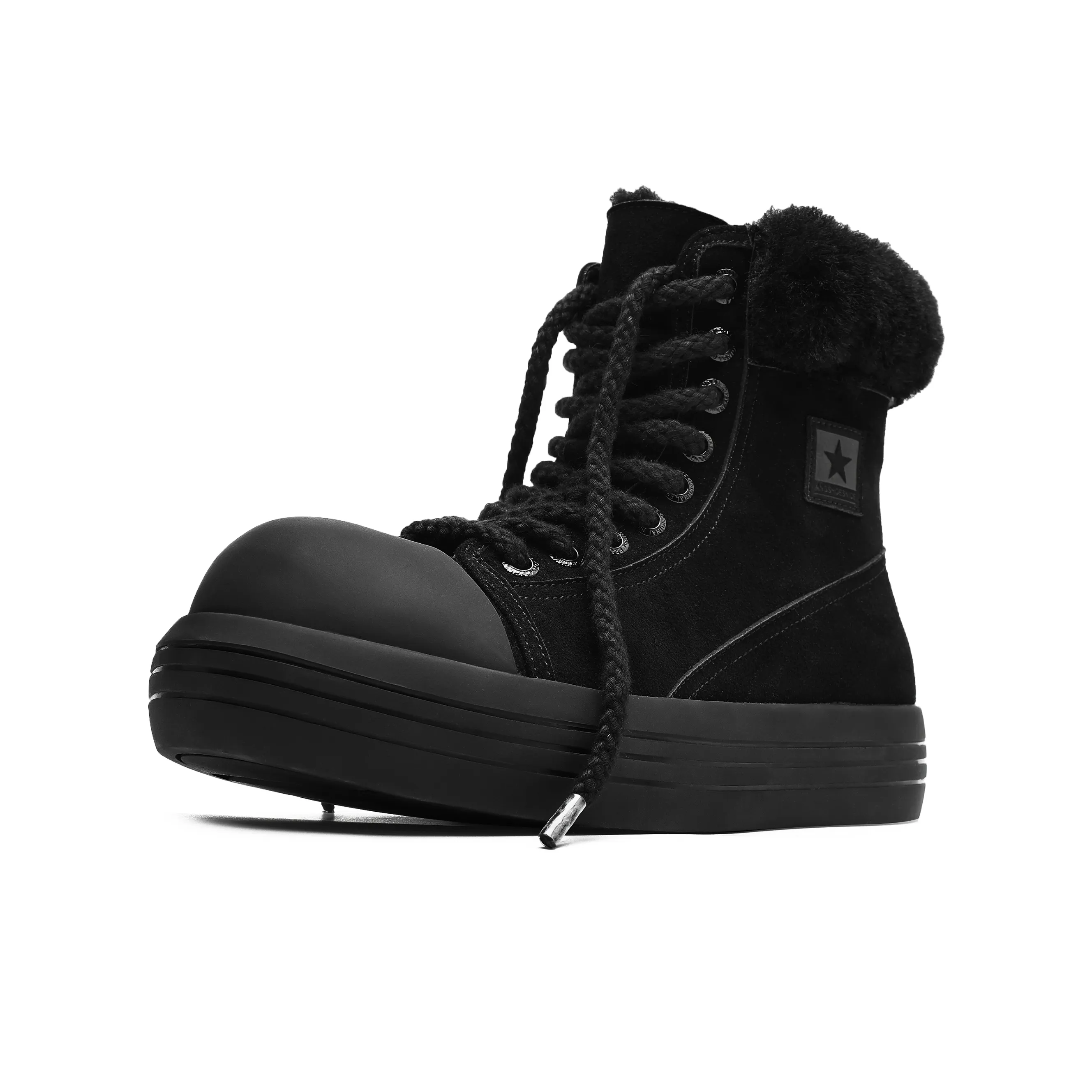 Hong Kong Meng Устойчивый к истиранию Slip Resistant Короткий MID Ботинки для снега Мужской Черный