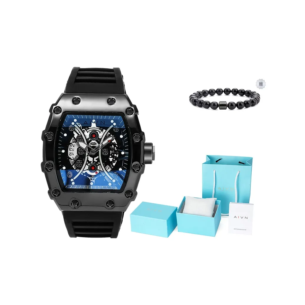 AIVN Кварцевый механизм силиконовый ремешок мужские часы синий циферблат