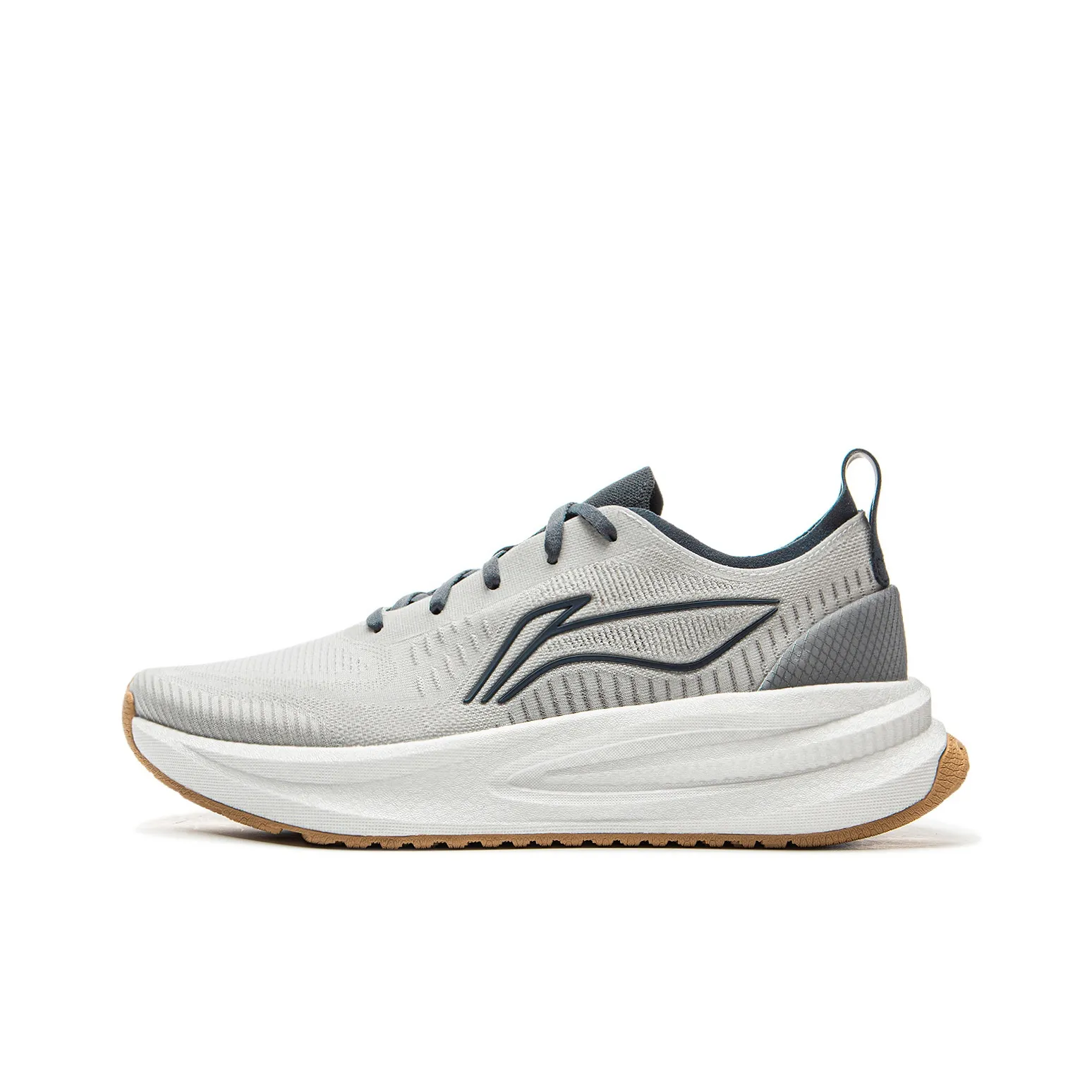 LiNing Comfortable Cushioned Slip Resistant Coverage Low Top Casual Running Shoes Men's Calm Gray