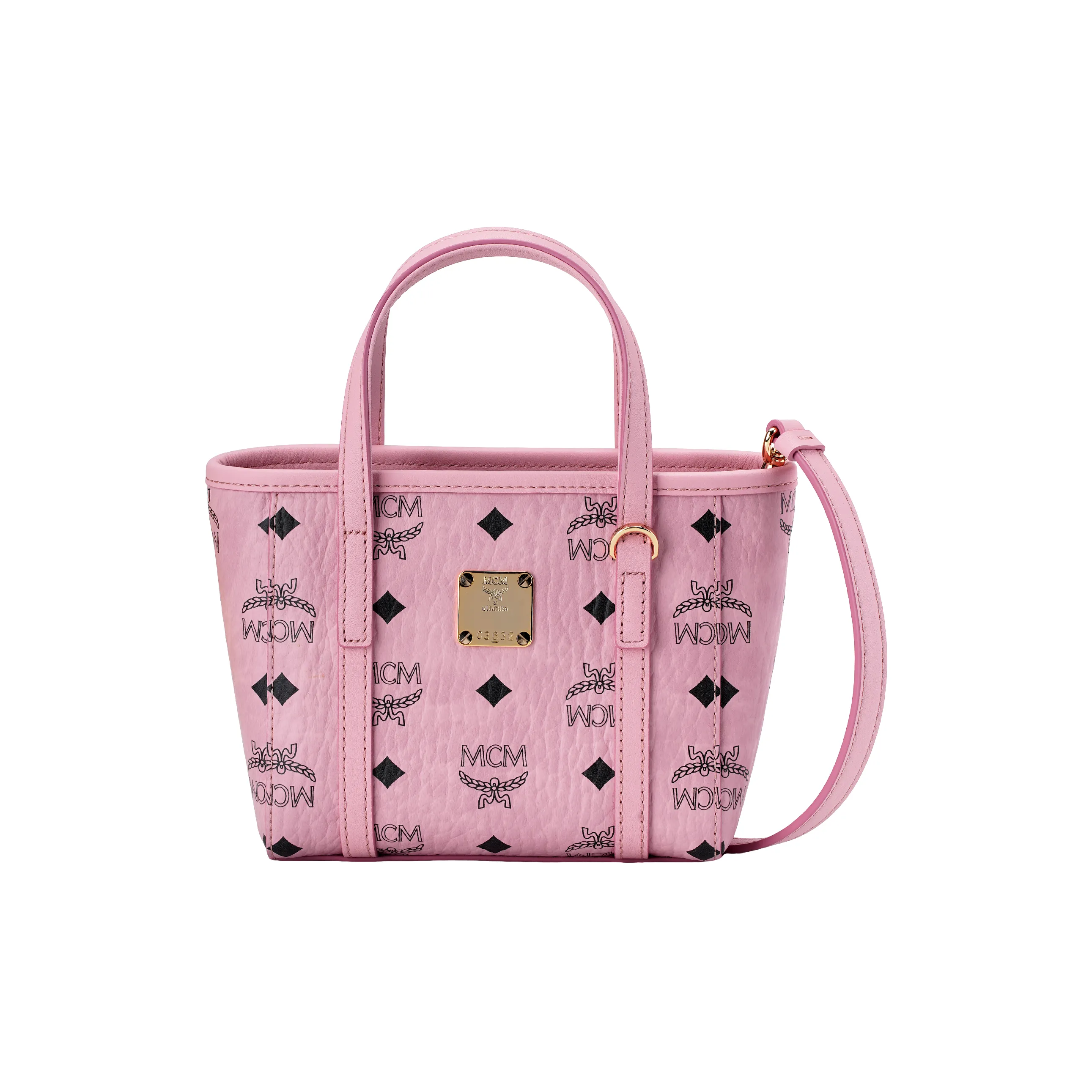 MCM Toni Visetos Leather Tote Bag Shopping Bag Shoulder Bag Crossbody Bag Handbag Extra Mini Women's Peachy Pink