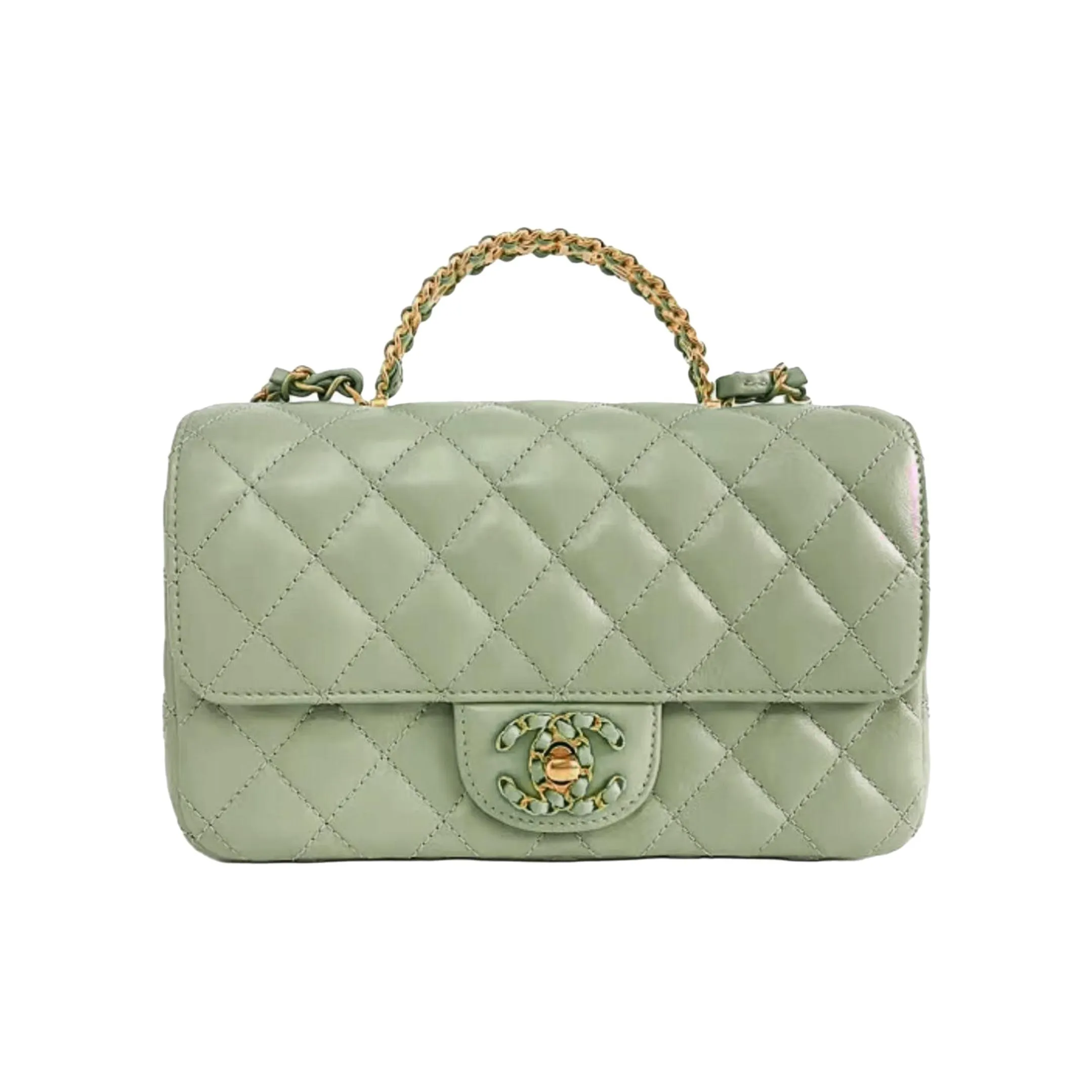 CHANEL Classic Flap CF Sheepskin Flap Bag, Shoulder Bag, Crossbody Bag, Handbag Mini Women's Green