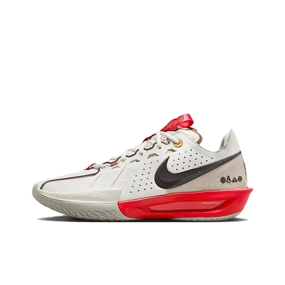 Nike Air Zoom G.T. Cut 3 Anti Slip Wear Resistant Low Top Basketball Shoes Men's White Beige