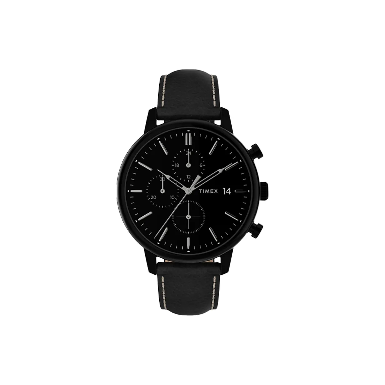 TIMEX TREND Collection Мужские часы Кварцевый механизм Кожаный ремешок 45 мм Черный циферблат