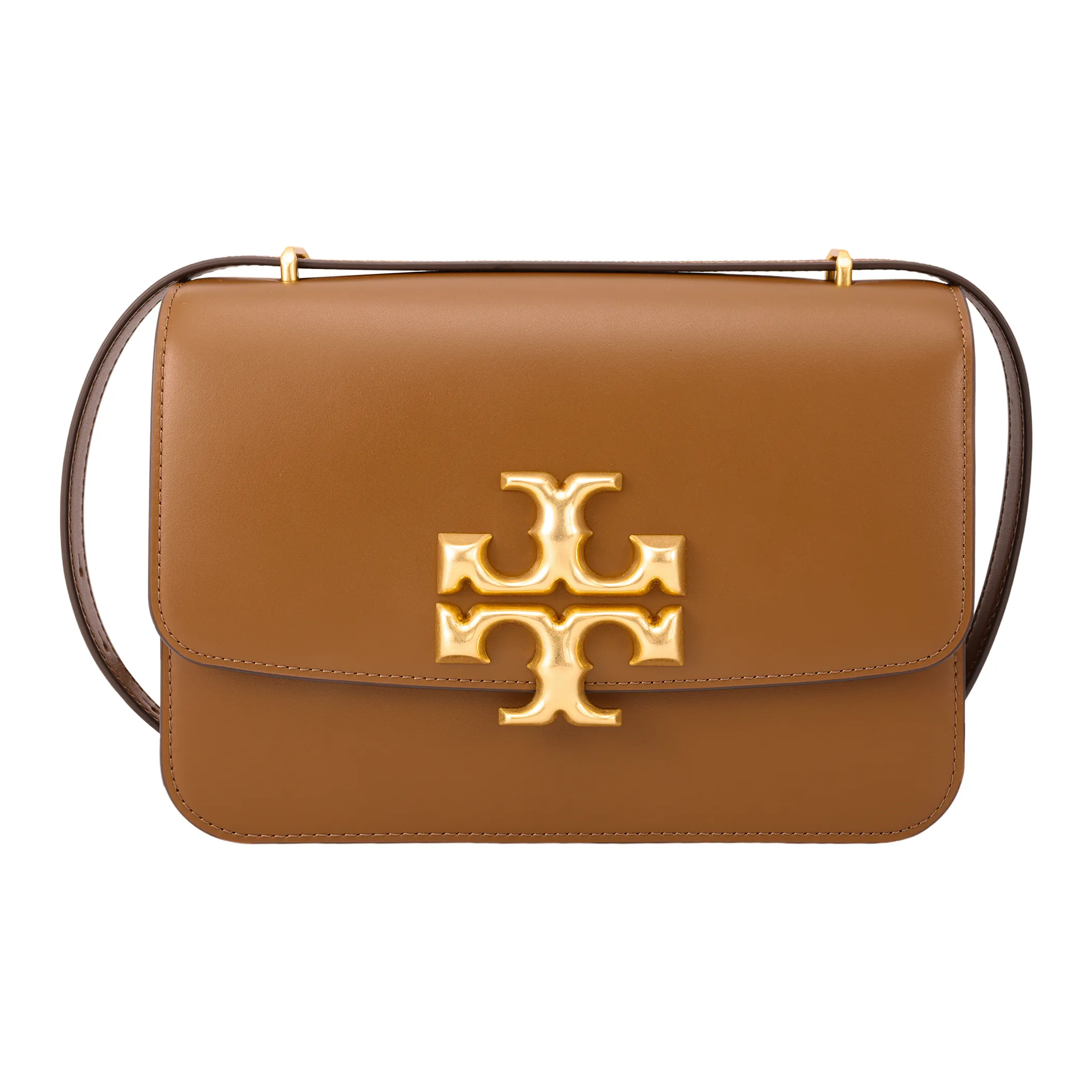 TORY BURCH Eleanor Cow Leather Shoulder Bag Crossbody Bag Medium Size Women's Camel Brown