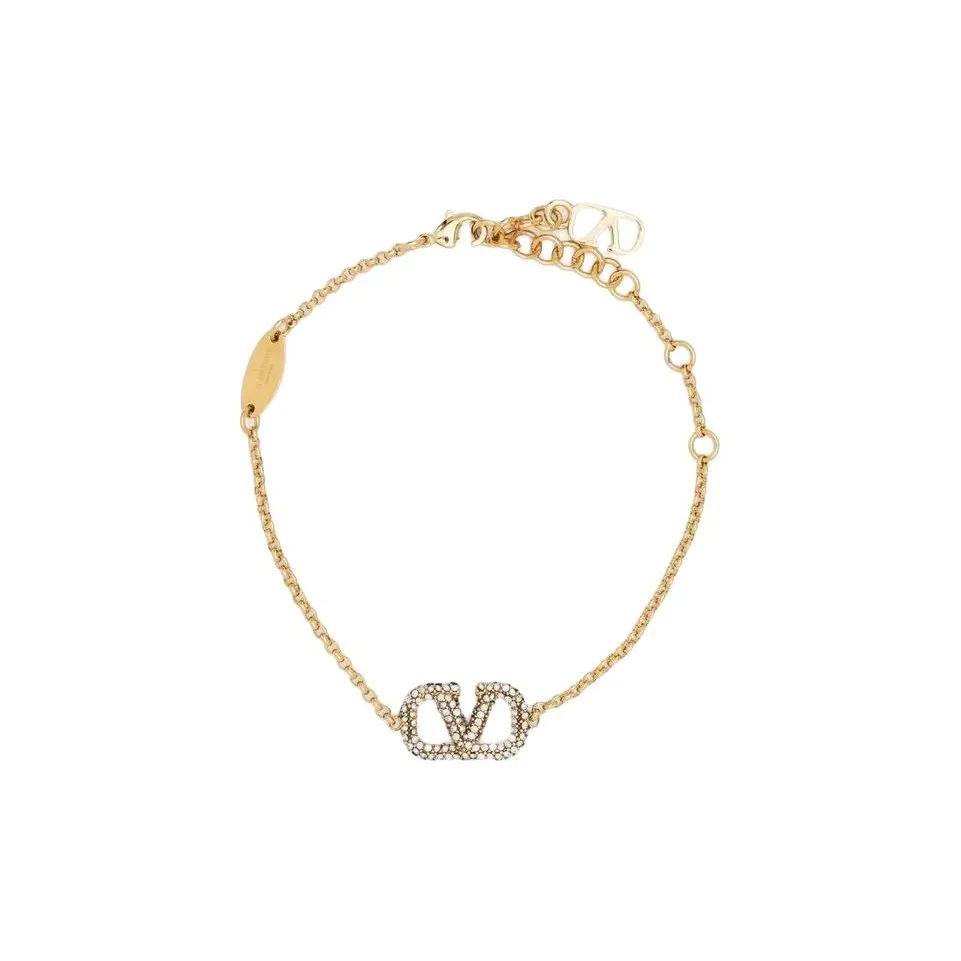 Valentino Logo Plaque Embellished Braclet