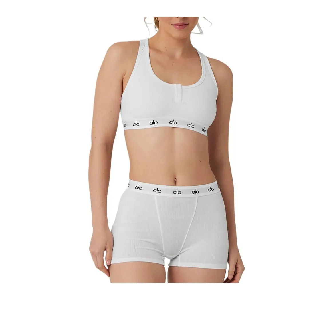 Alo Yoga Icon Ribbed Henley Bra Women's