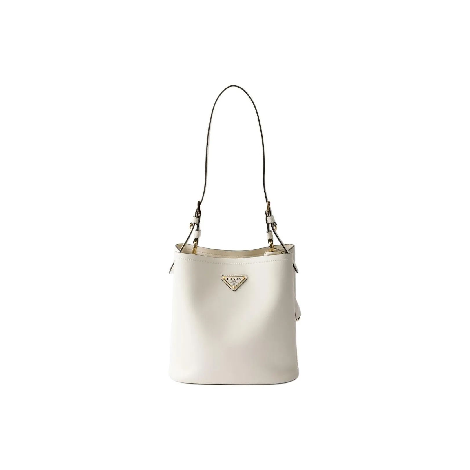 PRADA Leather Shoulder Bag Medium Size Women's White