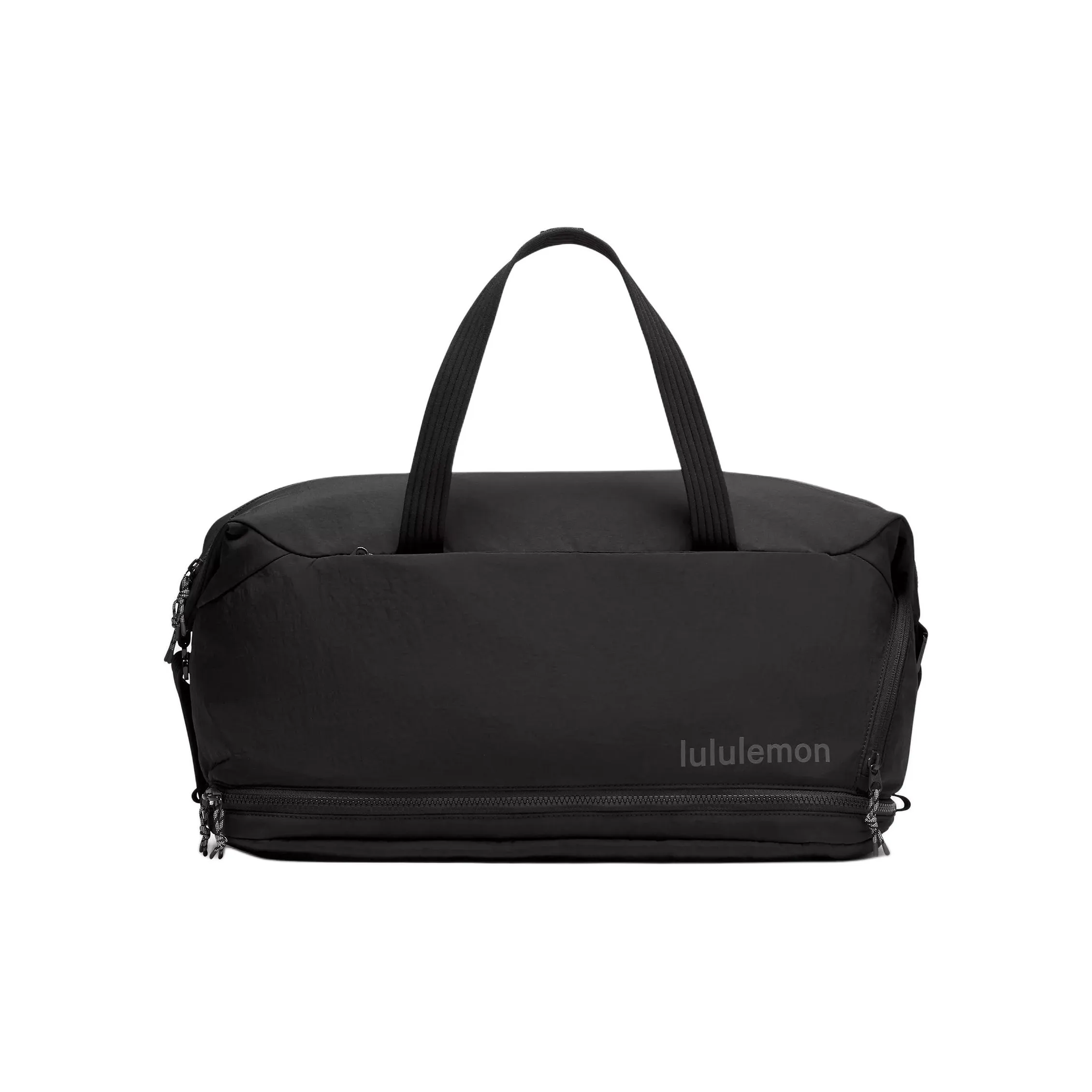 Lululemon Recycled Nylon Gym Bag Travel Bag 30L Unisex Black & Horizontal Gray
