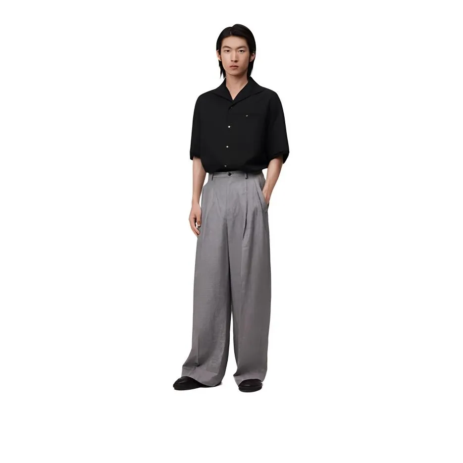 CROQUIS Casual Pants Men's 965 Black White Stripes/Plaid