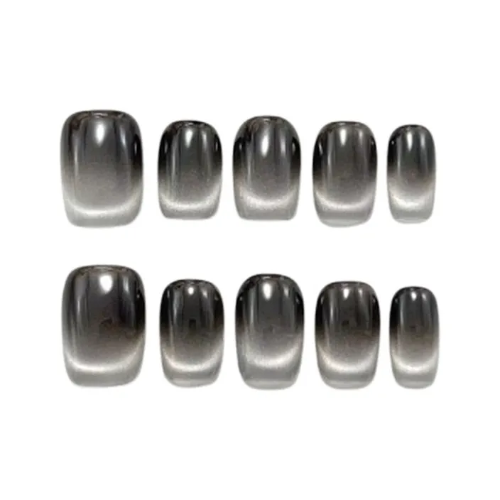 LIANJING [Черный золотой] Ручная работа Фальшивая Погоня Укороченный Черный градиент Кошачий глаз Блестящий розовый Минималистичный 22 мм Квадрат