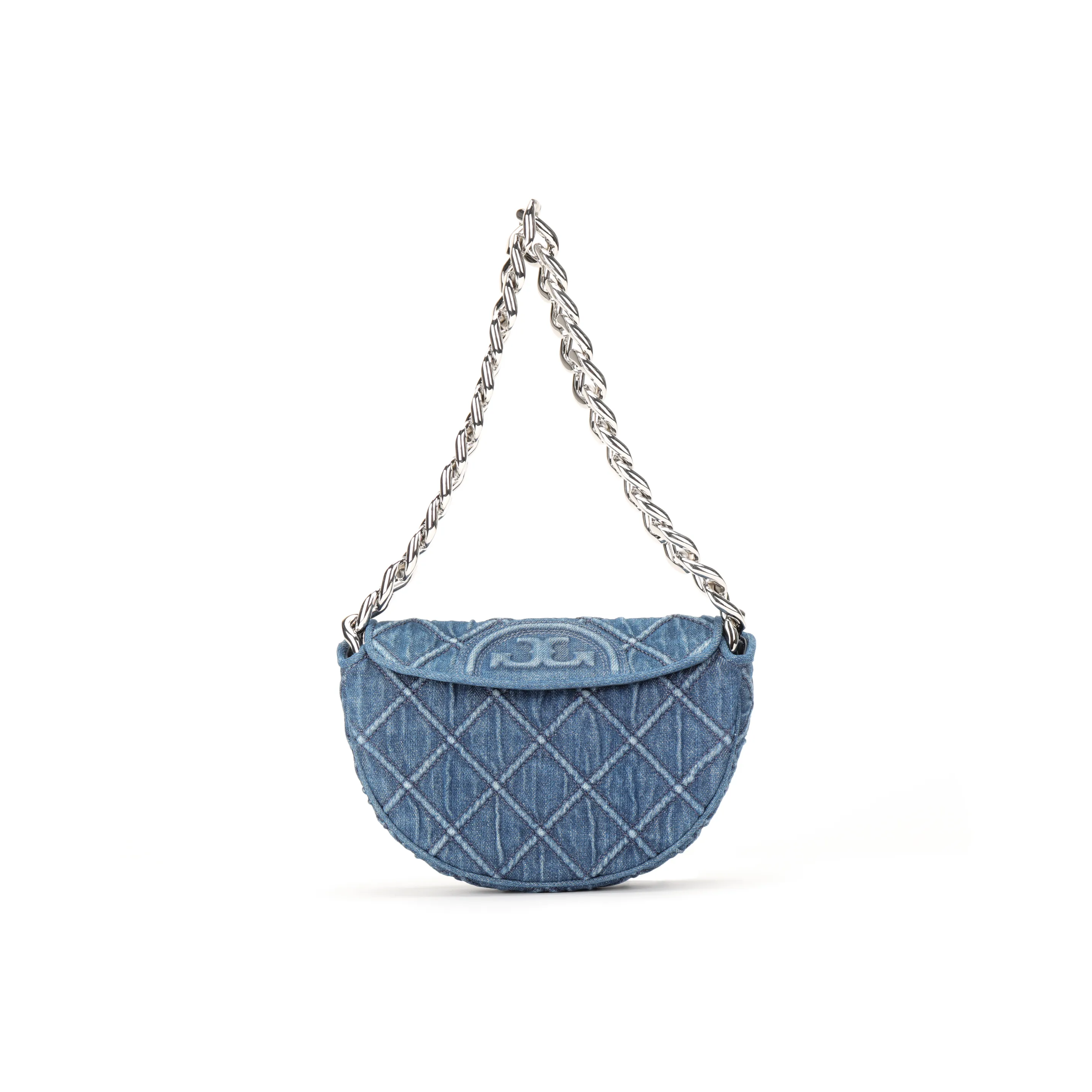 TORY BURCH Fleming Denim Crescent Bag Shoulder Bag Crossbody Bag Handbag Mini Women's Denim Blue