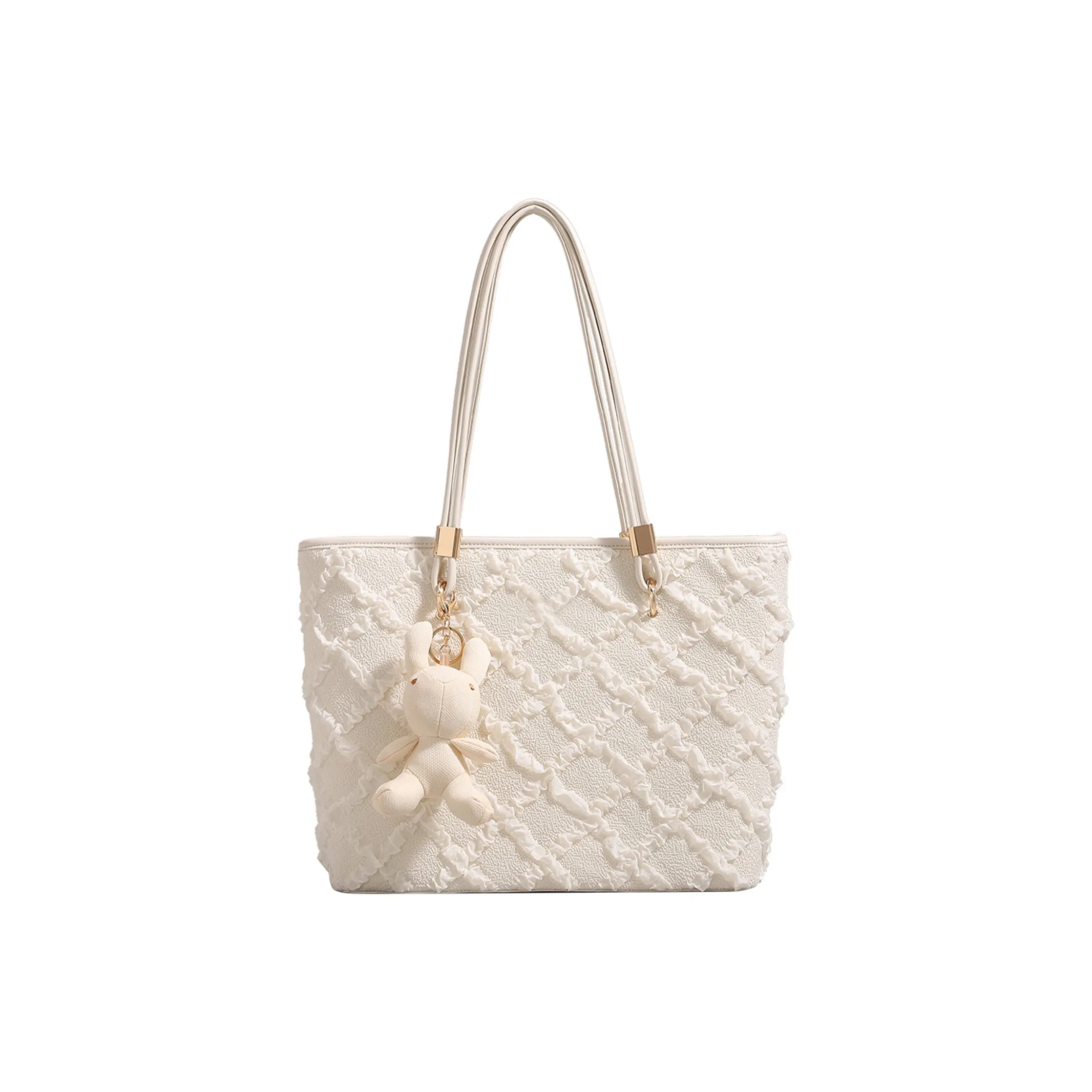 UNITE STAR PU High Value Commute Versatile Tote Shoulder Bag Medium Size Women's White
