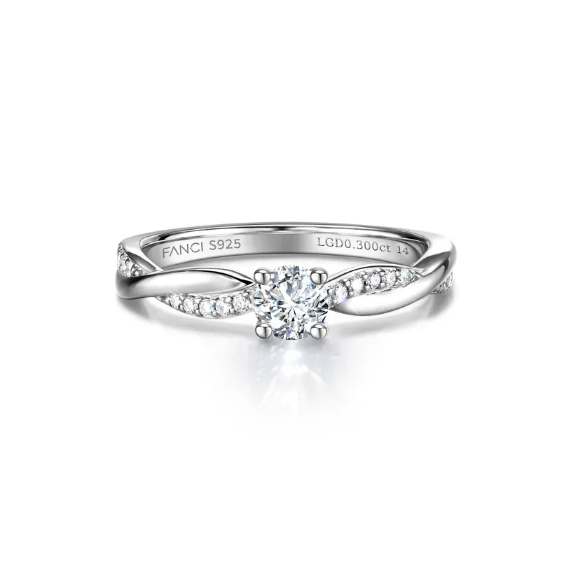 FANCI S925 Silver Inlay 0.5/0.3 Carat Lab Grown Diamond Rings Women's