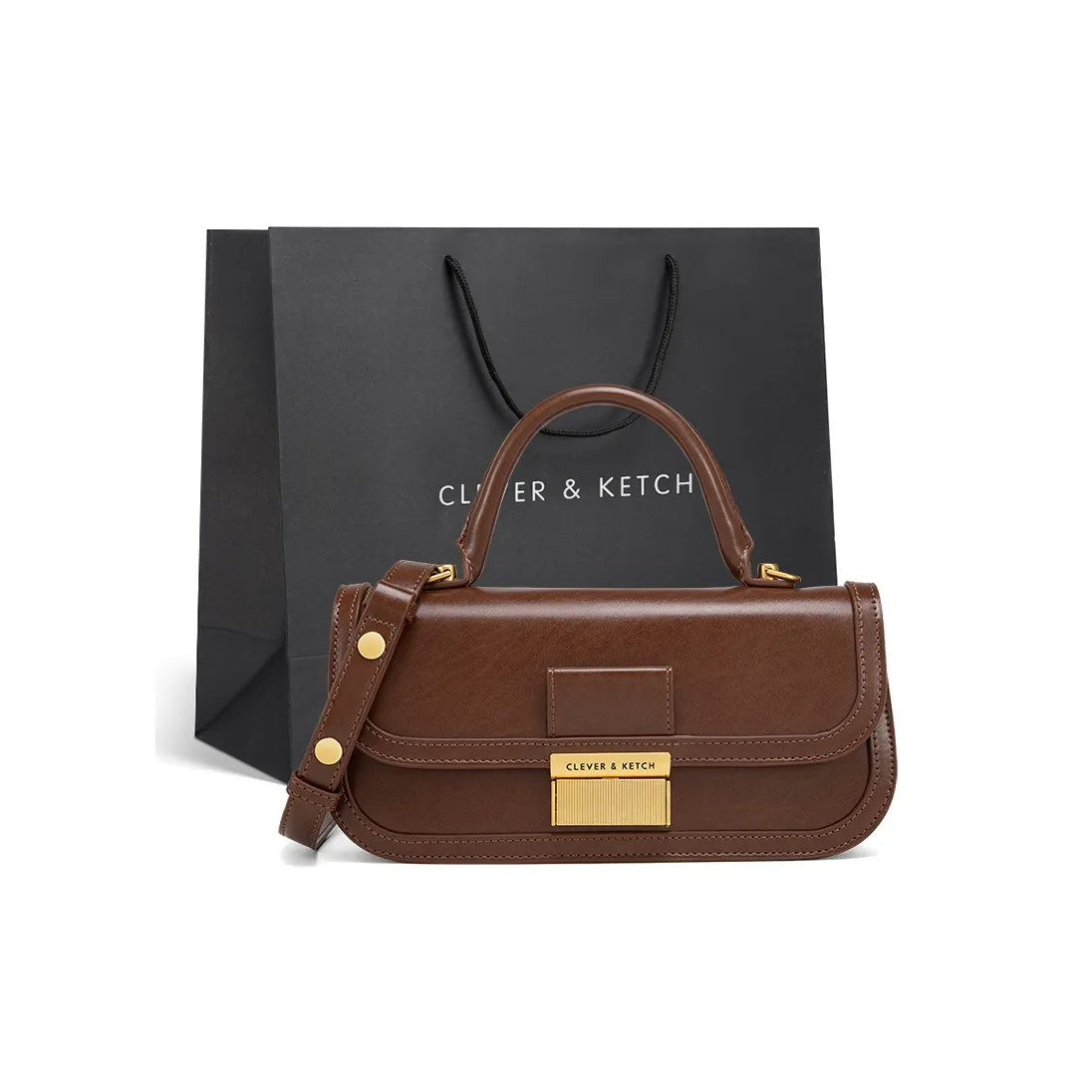CLEVER KETCH ПУ (полиуретан) Коробка Сумка Сумка через плечо Сумка Обычная Женская Коричневая