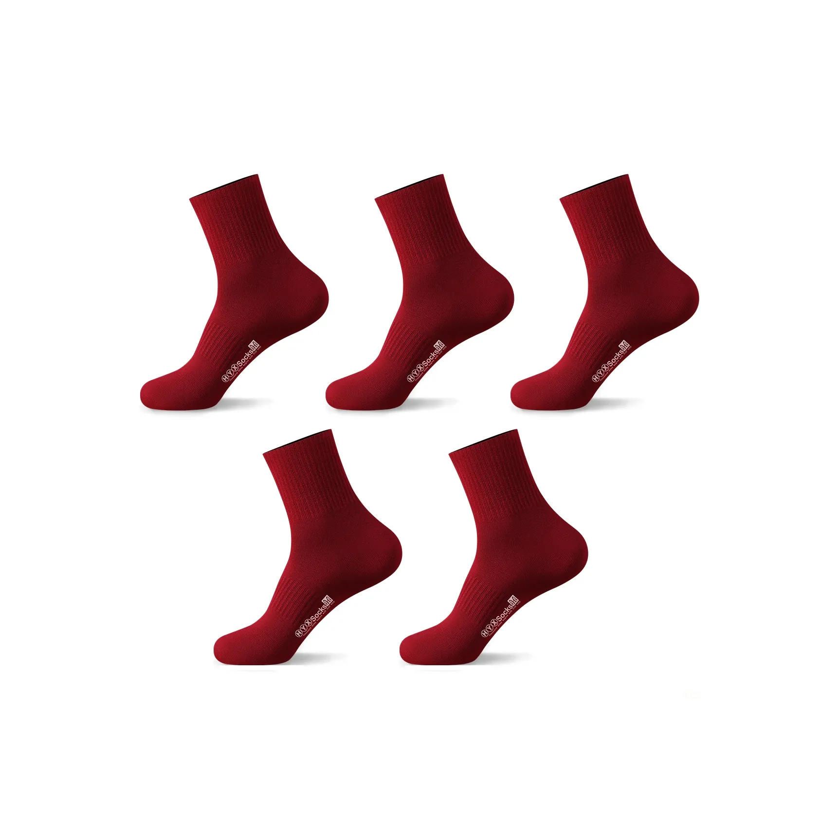 H YXIANG Носки Crew Женские 5 пар бордовый