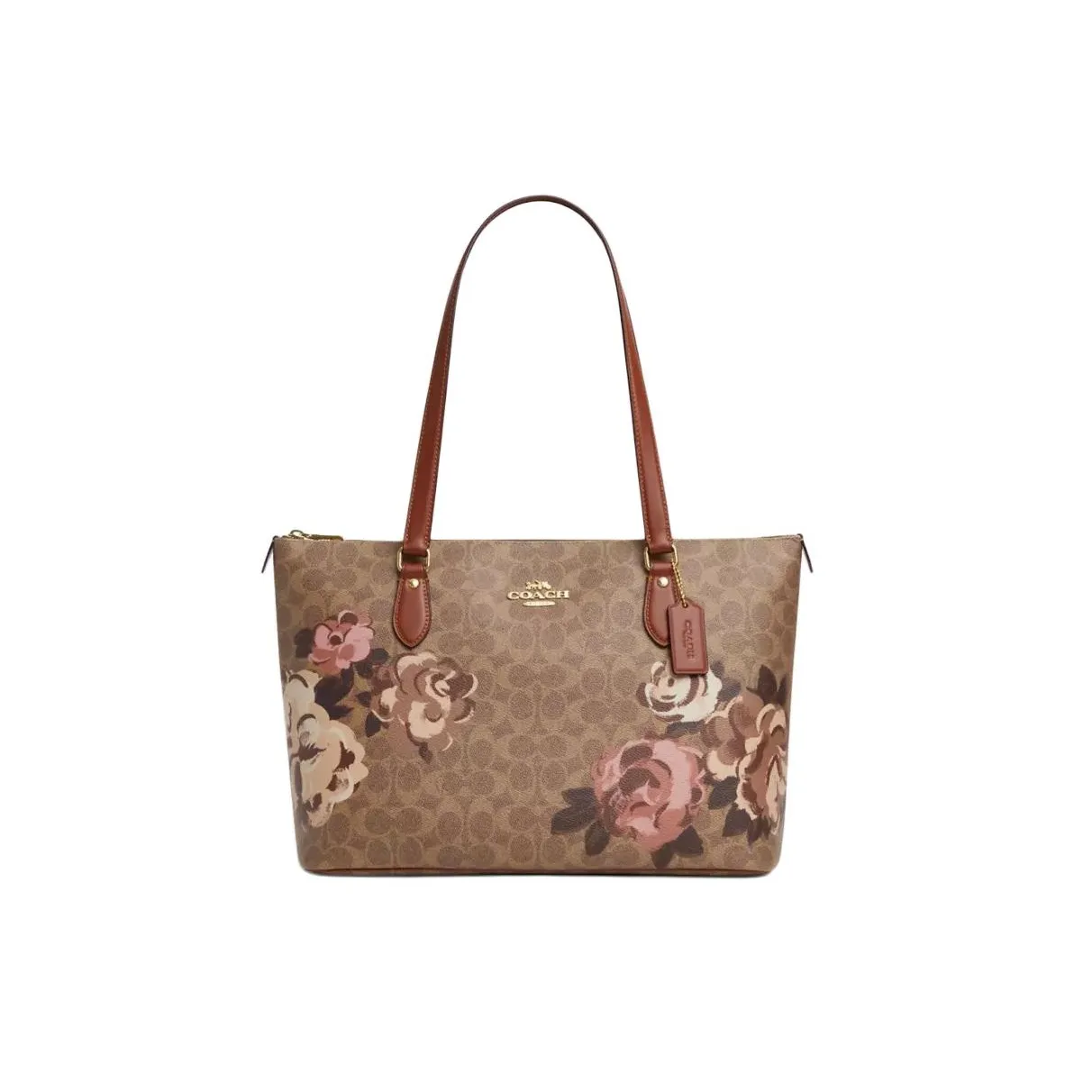 COACH Gallery Холст Тоут Сумка Сумка для покупок Сумка Сумка через плечо Большая Женская Коричневая DIVERSE